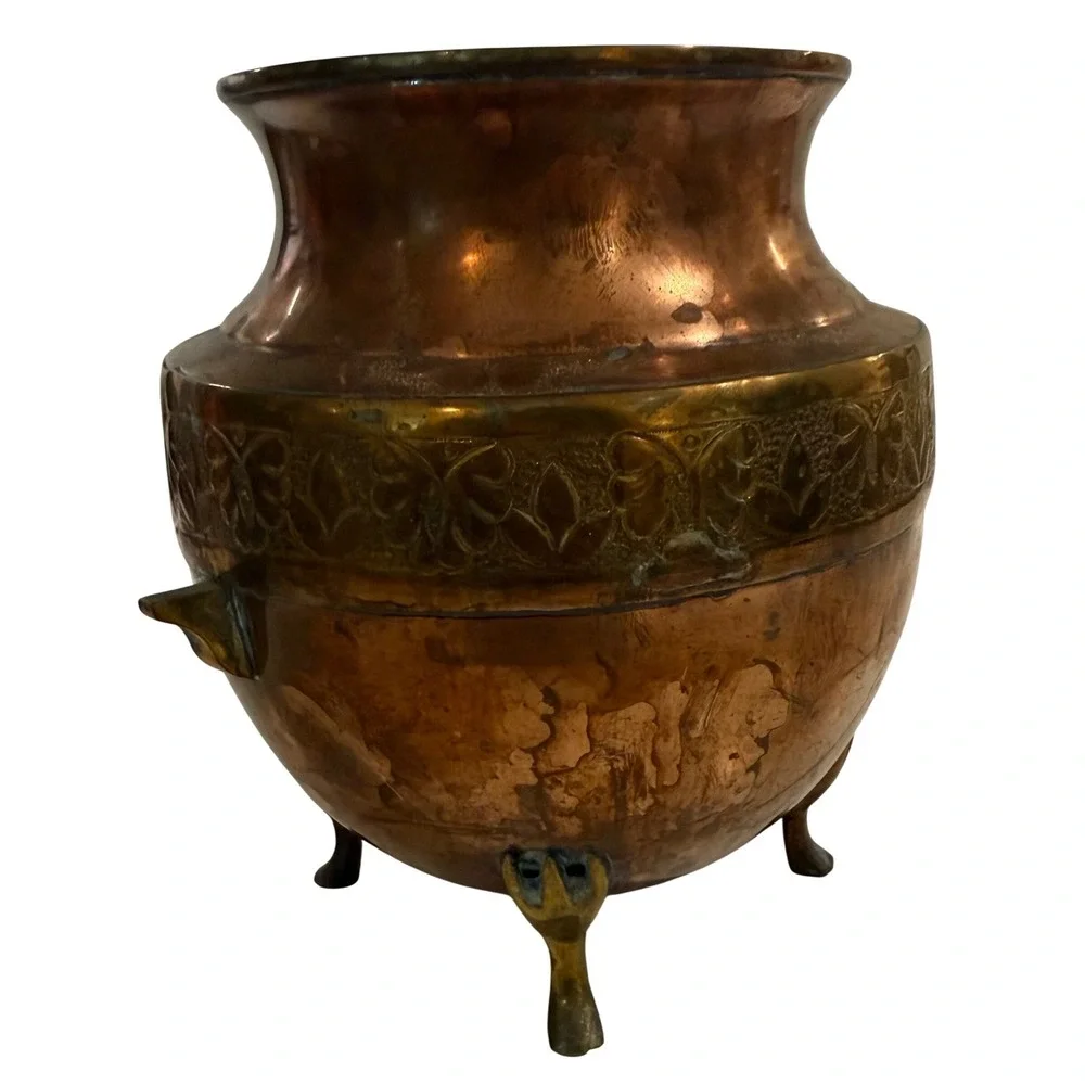 Vtg Bronze Copper Vessel Urn Pot 7